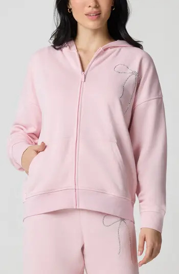 Crystal Bow Front Zip Hoodie | Nordstrom