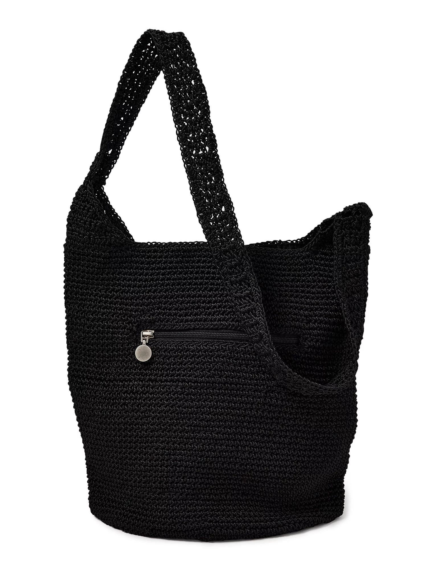 No Boundaries Women's Adult Crochet Hobo Handbag Black - Walmart.com | Walmart (US)