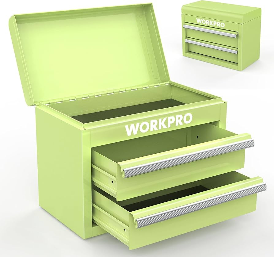 WORKPRO Mini Metal Tool Box with 2 Drawers and Top Storage, Small Tool Chest with PVC Liners and ... | Amazon (US)