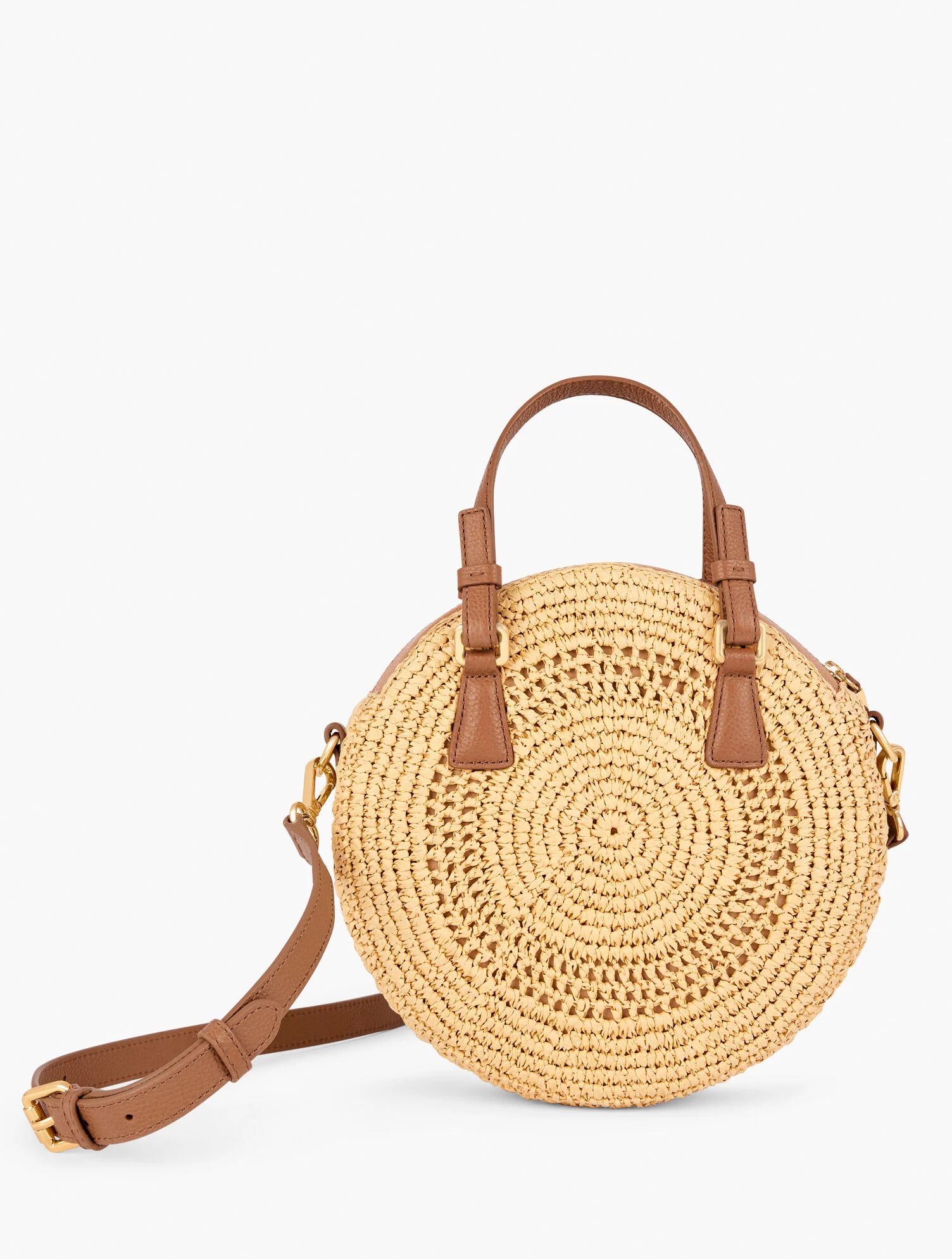 Leather Trim Woven Circle Crossbody Bag | Talbots