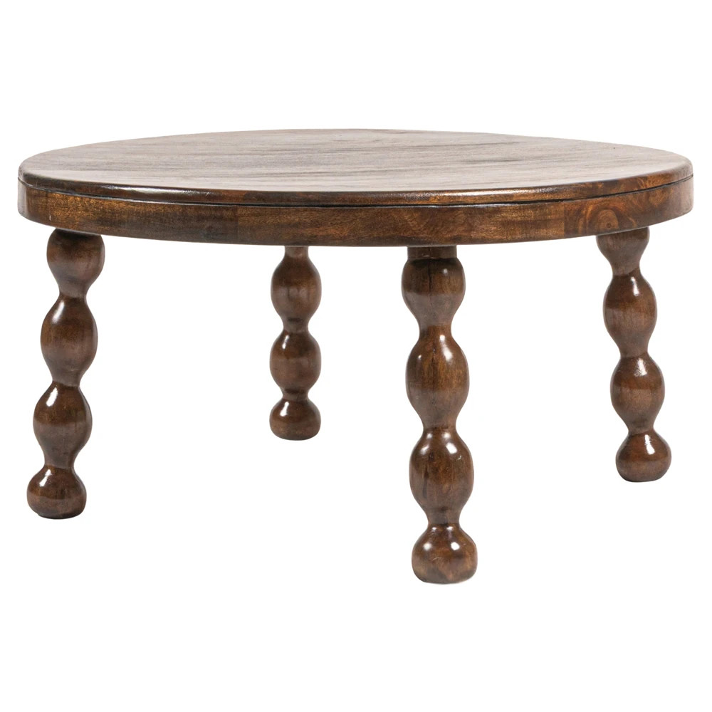 Imogen Modern Classic Brown Mango Wood Round Coffee Table | Kathy Kuo Home