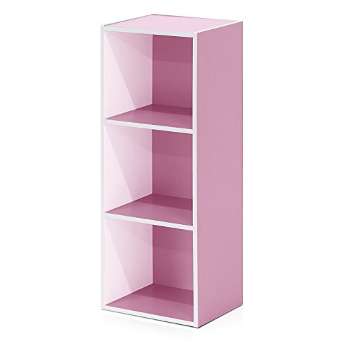 Furinno 3-Tier Open Shelf Bookcase, White/Pink 11003WH/PI | Amazon (US)