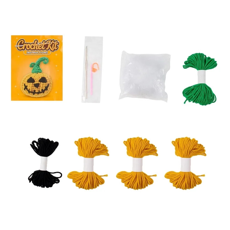Jack-o'-Lantern Crochet Kit, Multicolor, Halloween by Way To Celebrate | Walmart (US)