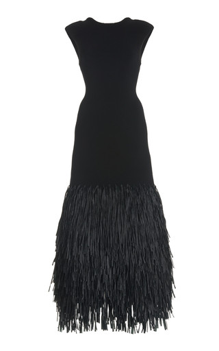 Exclusive Rushes Raffia-Trimmed Knit Midi Dress | Moda Operandi (Global)