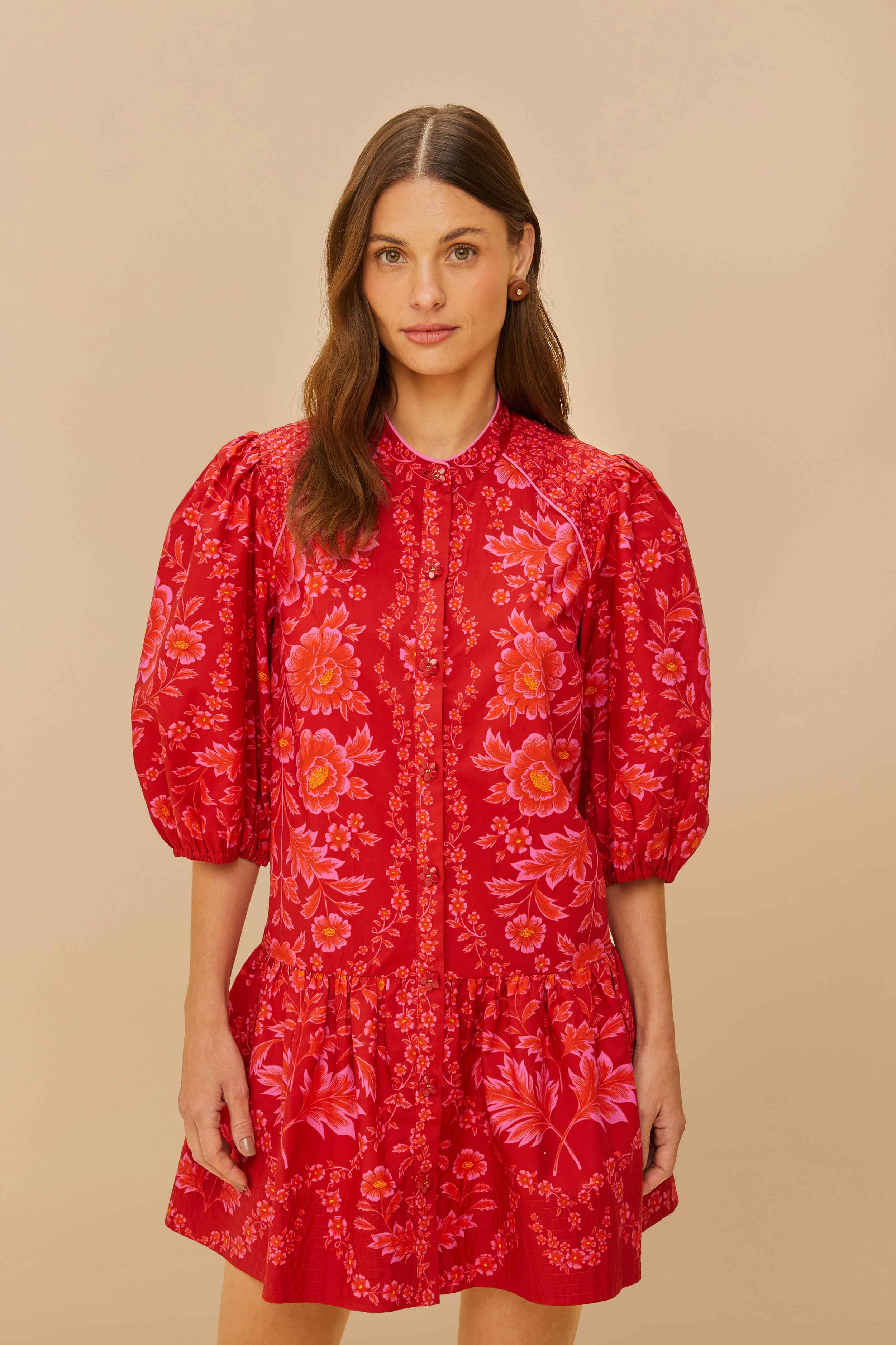 Red Olivia Organic Cotton Mini Dress | FarmRio (US)