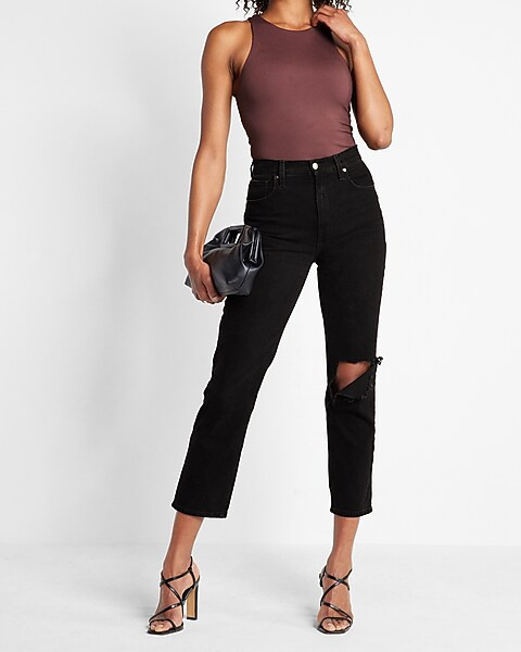 Body Contour Ribbed High Neck Thong Bodysuit | Express