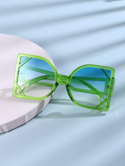 Oversized Frame Tinted Lens Sunglasses | SHEIN