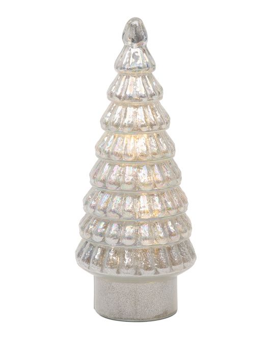 12in Led Glass Tree With Glitter | TJ Maxx