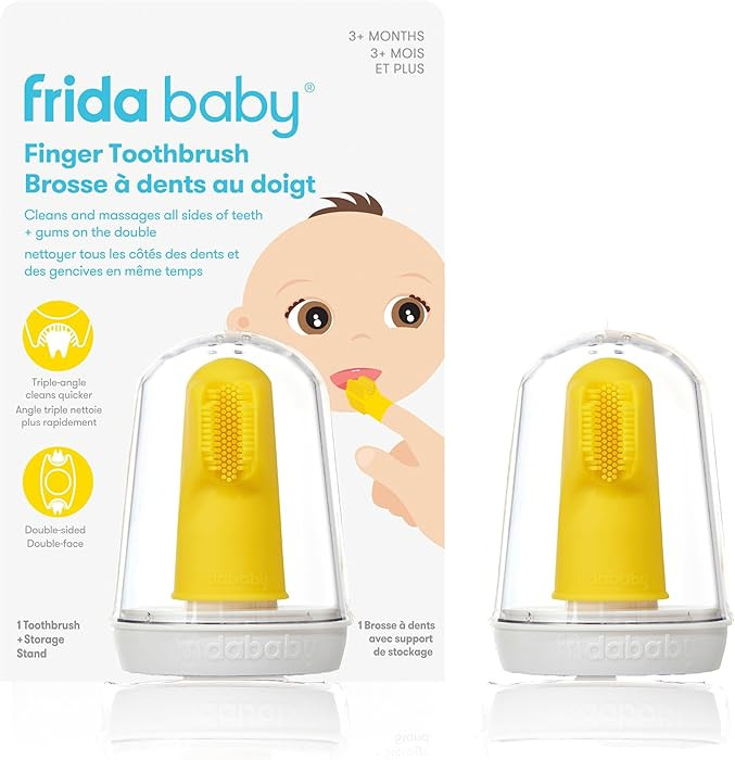 Frida Baby First Finger Toothbrush for Baby with Storage Case, Silicone Baby Finger Toothbrush fo... | Amazon (CA)