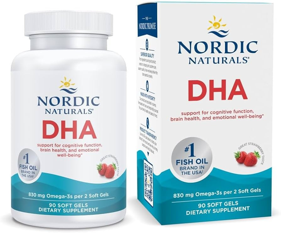 Nordic Naturals DHA, Strawberry - 90 Soft Gels - 830 mg Omega-3 - High-Intensity DHA Formula for ... | Amazon (US)