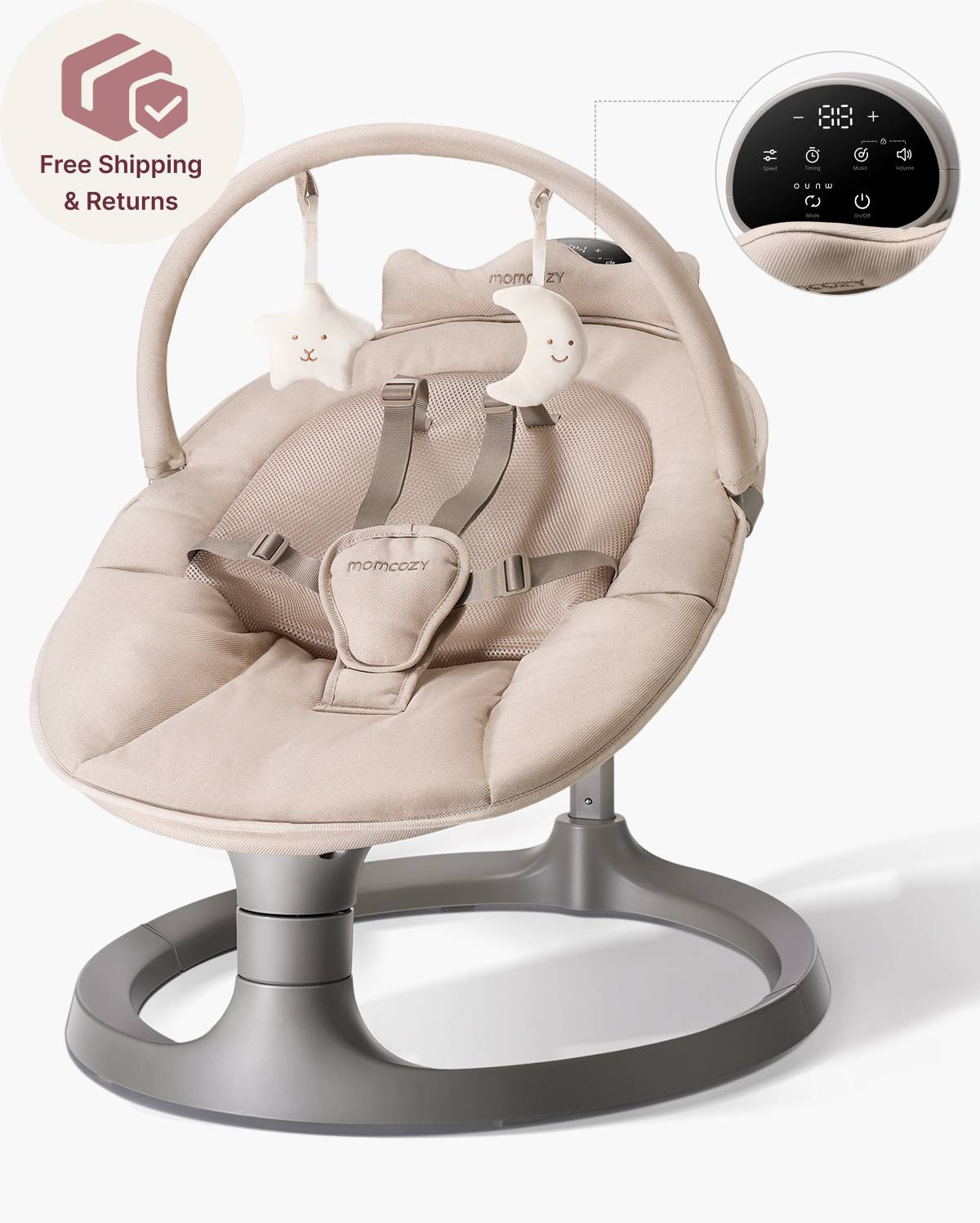 Momcozy 2-in-1 Electric Baby Swing | Soothing & Stationary | Momcozy US