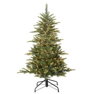 Puleo International 4.5 ft. Pre-Lit Incandescent Aspen Green Fir Artificial Christmas Tree with 2... | The Home Depot