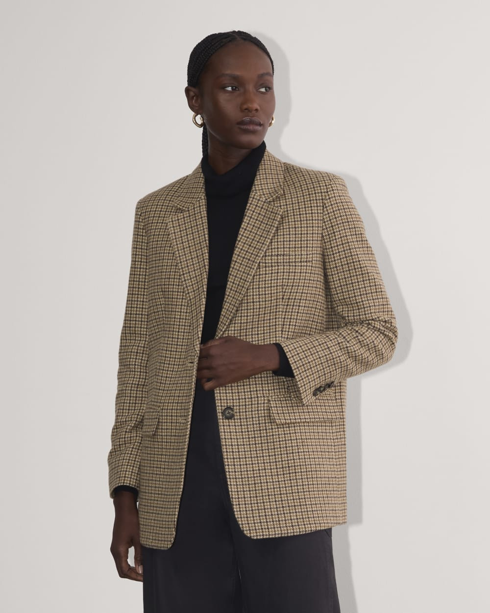 Women's Oversized Blazer in Wool by Everlane in Camel Houndstooth, Size 00 | Everlane