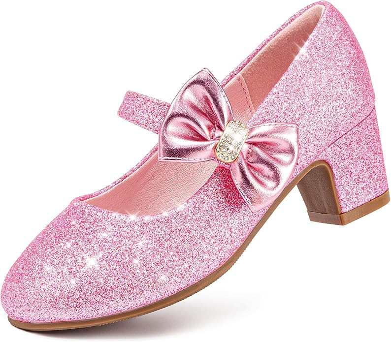 Girls Dress Shoes with Bow Mary Jane Princess Shoes Flower Girl High Heels for Toddler Little Big... | Amazon (US)