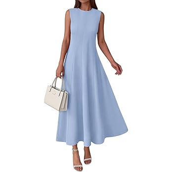 PRETTYGARDEN Sleeveless Crewneck Summer Maxi Dresses for Women 2026 Elegant Classy Semi Formal A ... | Amazon (US)