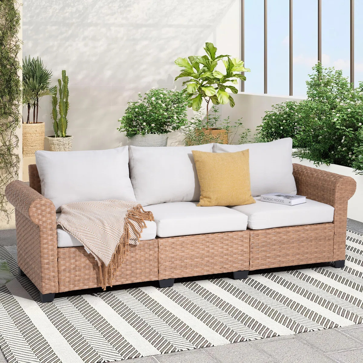 Outdoor Patio Sofa With Cushions | Wayfair North America