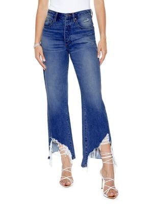 Chop Shop High Rise Frayed Hem Straight Jeans | Saks Fifth Avenue OFF 5TH