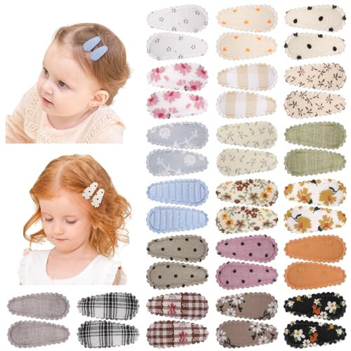 40Pcs Toddler Hair Clips, Baby Girl Hair Clips Print Non Slip Wrapped Snap Hair Clips for Toddler Girls, 1.5" Mini Toddler Barrettes Baby Clips Accessories for Baby Girls, Infants, Toddlers | Amazon (US)