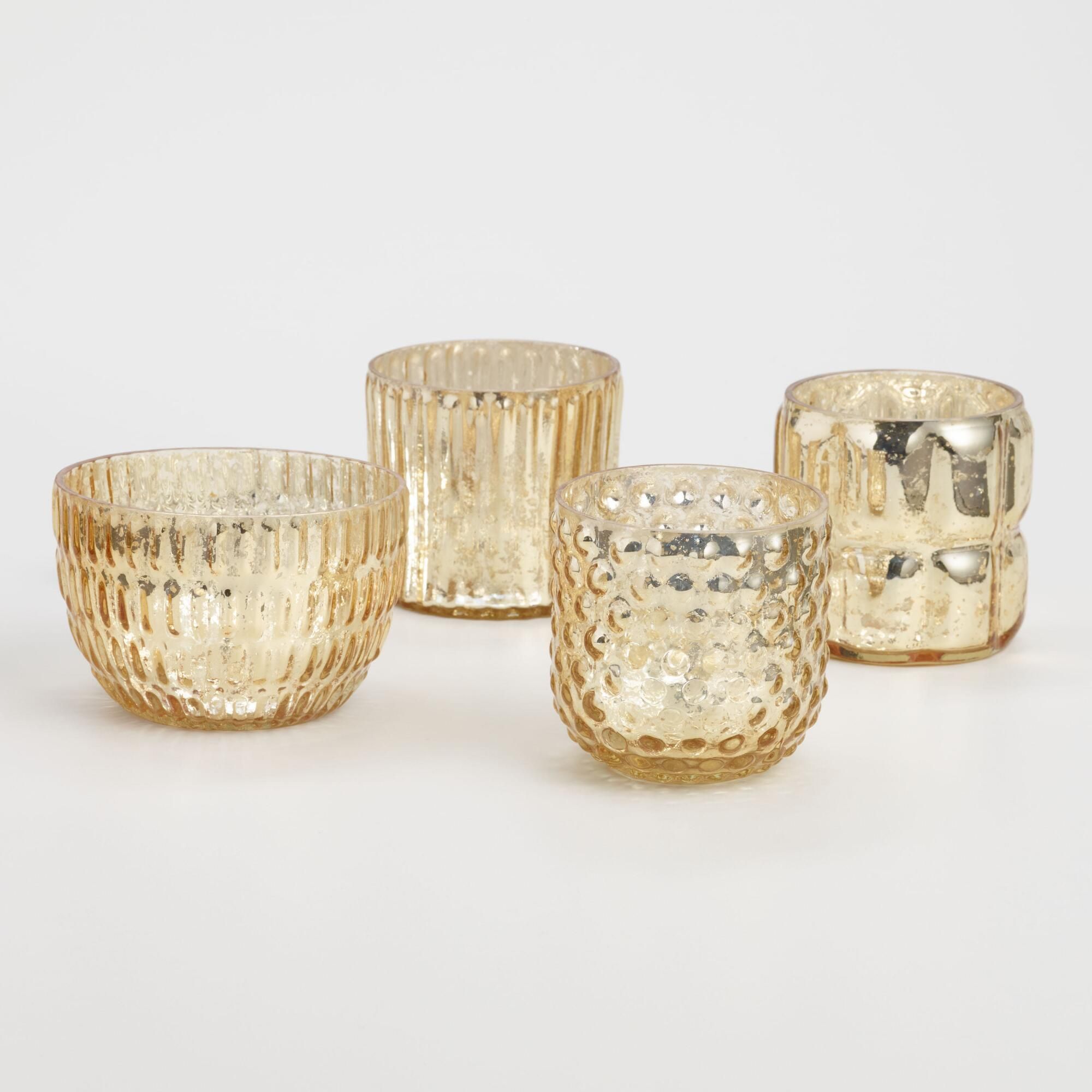 Gold Mercury Glass Votive Candleholders Set of 4 by World Market | World Market
