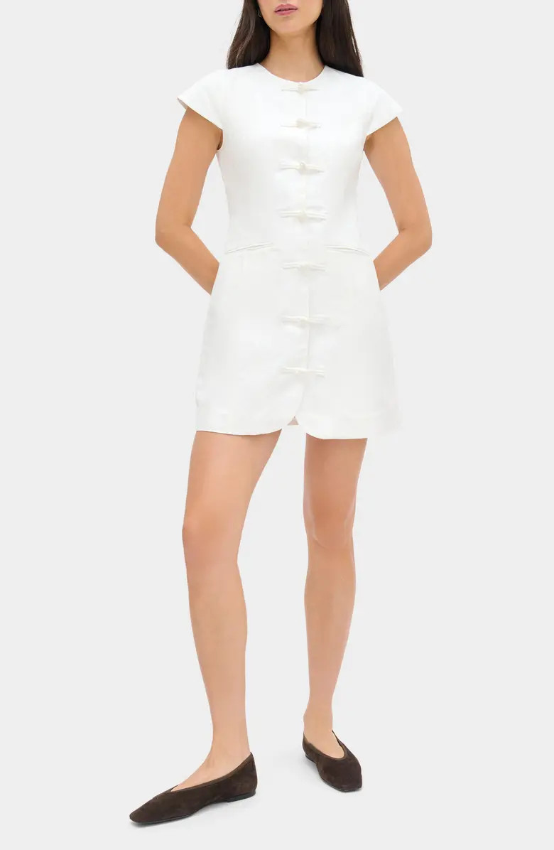 Jennie Cap Sleeve Cotton & Linen Minidress | Nordstrom