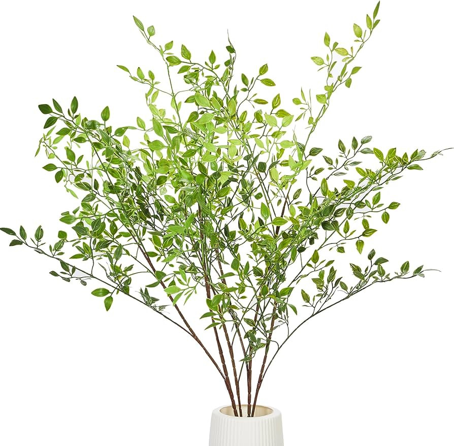 Artificial Plants, 2Pcs 43.3" Green Nandina Faux Branches for Vase, Faux Branches for Vase Greene... | Amazon (US)