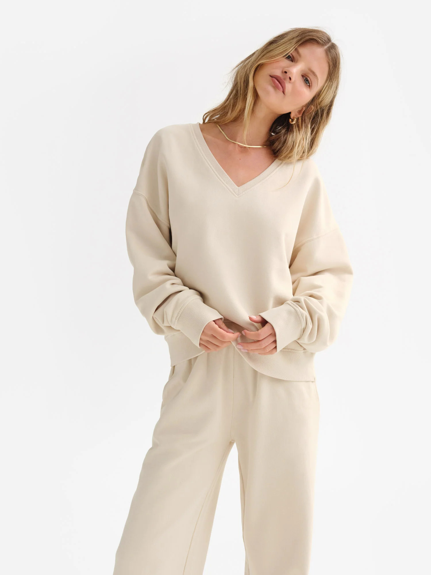 Organic Fleece V-Neck Sweatshirt | MATE The Label