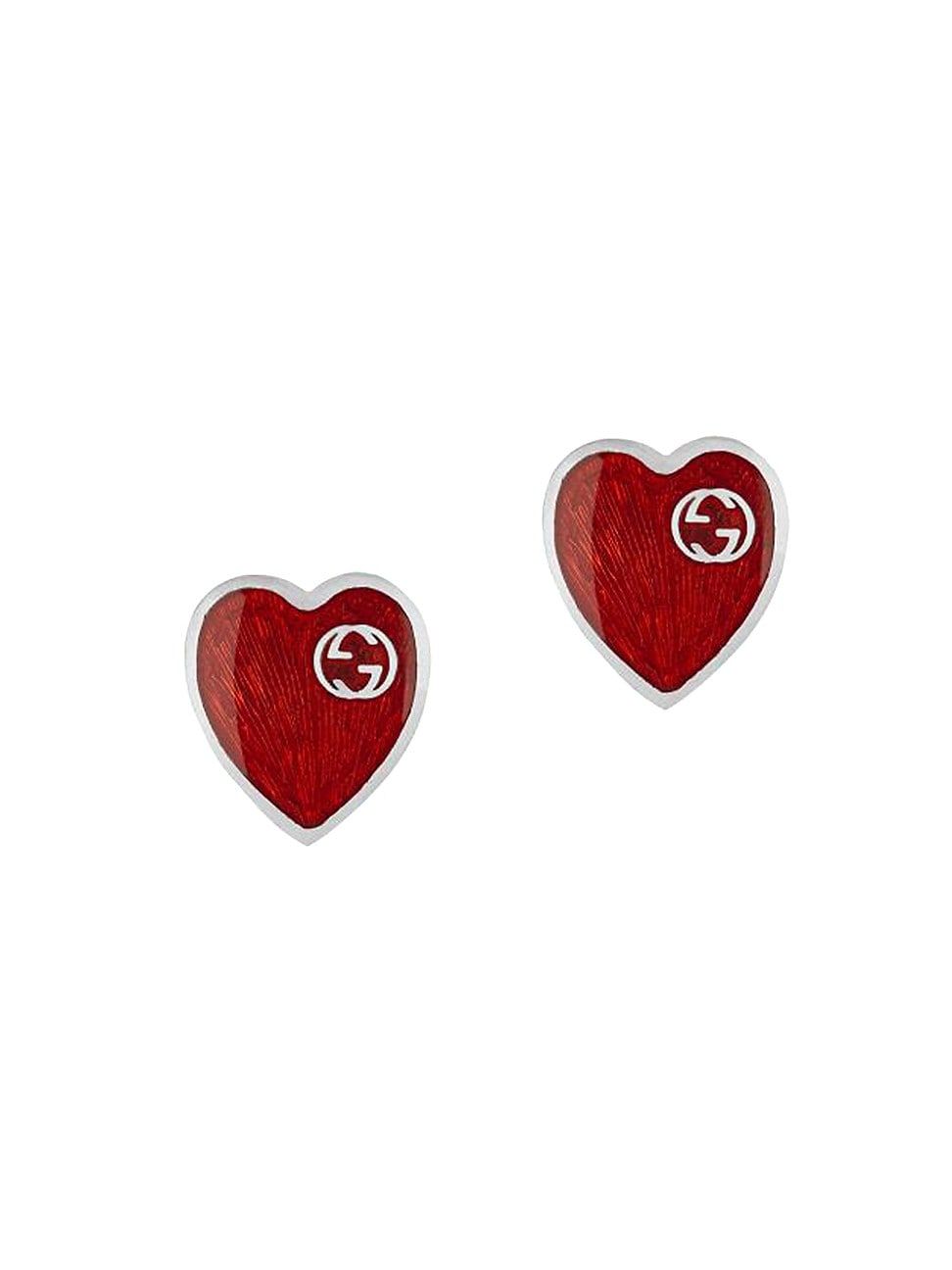 GG Hearts Sterling Silver & Red Enamel Stud Earrings | Saks Fifth Avenue