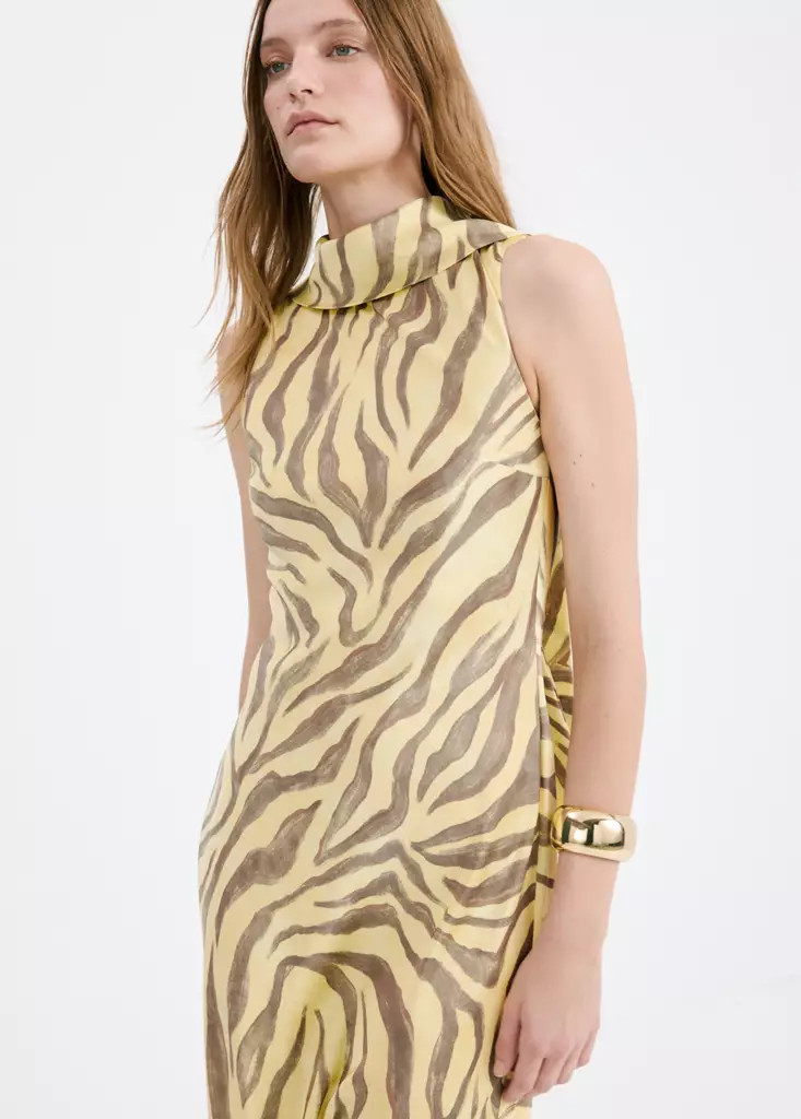 Printed dress with foulard | MANGO (UK)