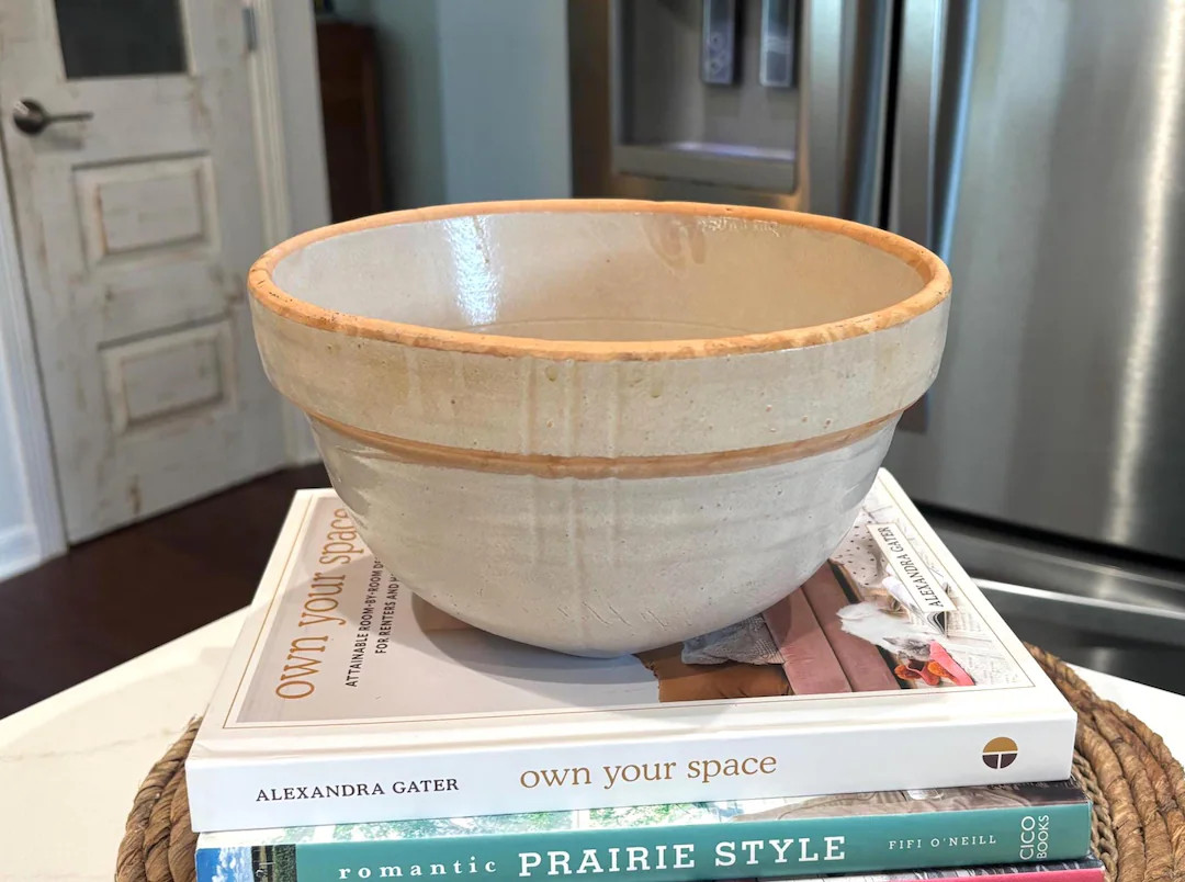 Vintage RARE 1900's Salt Glaze Yellowware Earthenware Crock Stoneware Mixing Dough Bowl, 9", Grea... | Etsy (US)