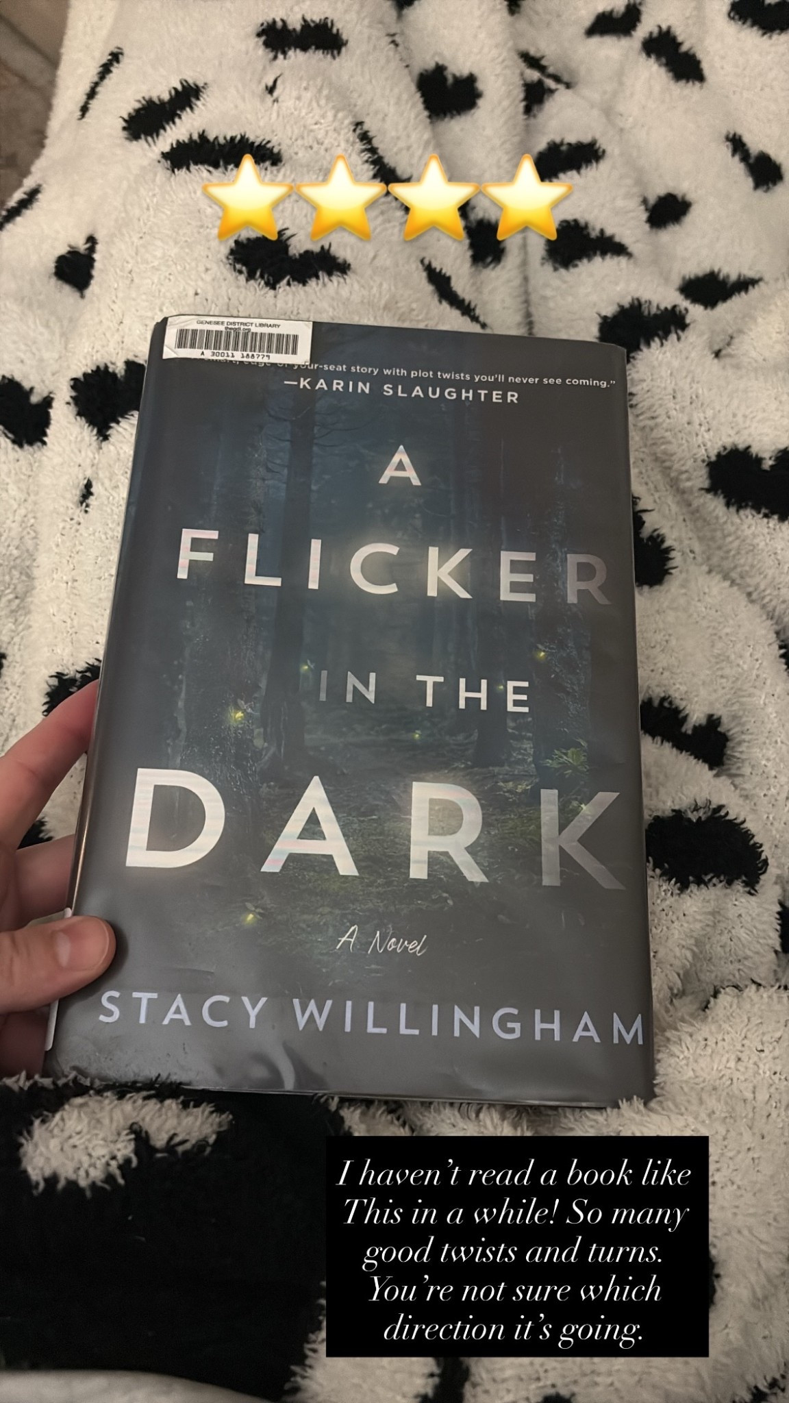 ⭐️⭐️⭐️⭐️ I haven’t read a book like
This in a while! So many good twists and turns. You’re not sure which direction it’s going.