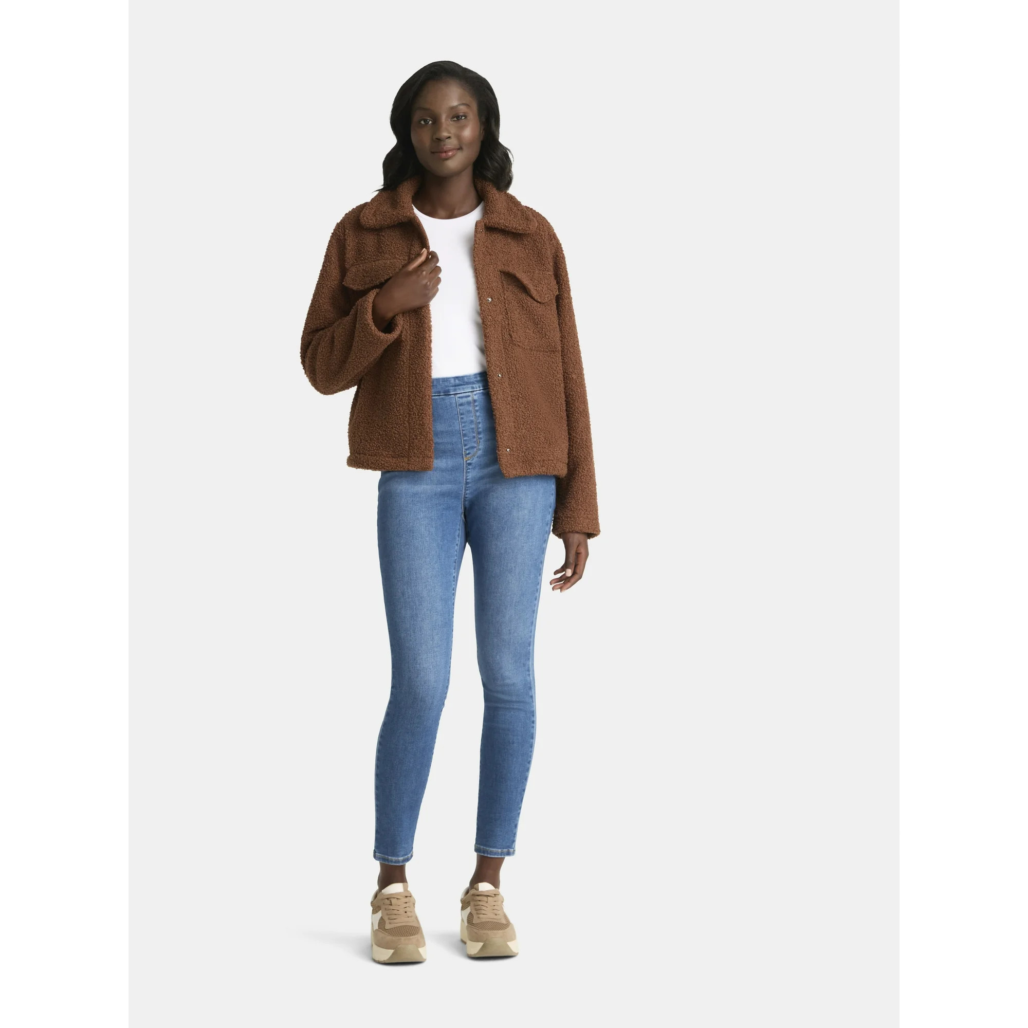 Time and Tru Women's Boucle Trucker Jacket, Midweight, Sizes XS-2X | Walmart (US)