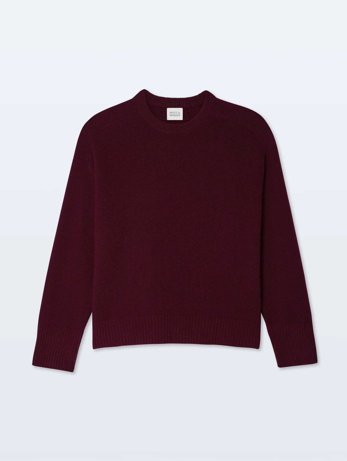 Cashmere Saddle Sleeve Crewneck | Sangria | White and Warren