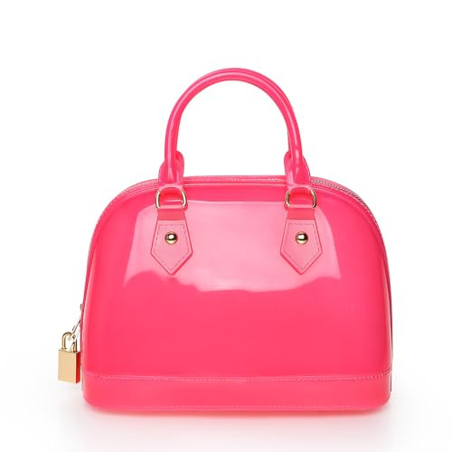 Jelly Crossbody Purse Shoulder Bag, Candy Color Tote Satchel Top-Handle Handbags for Women (Fushia) | Amazon (US)