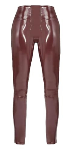 SPANX Women's Faux Patent Leather Leggings - Petite Fitting (Ruby, Large, L) | Amazon (US)