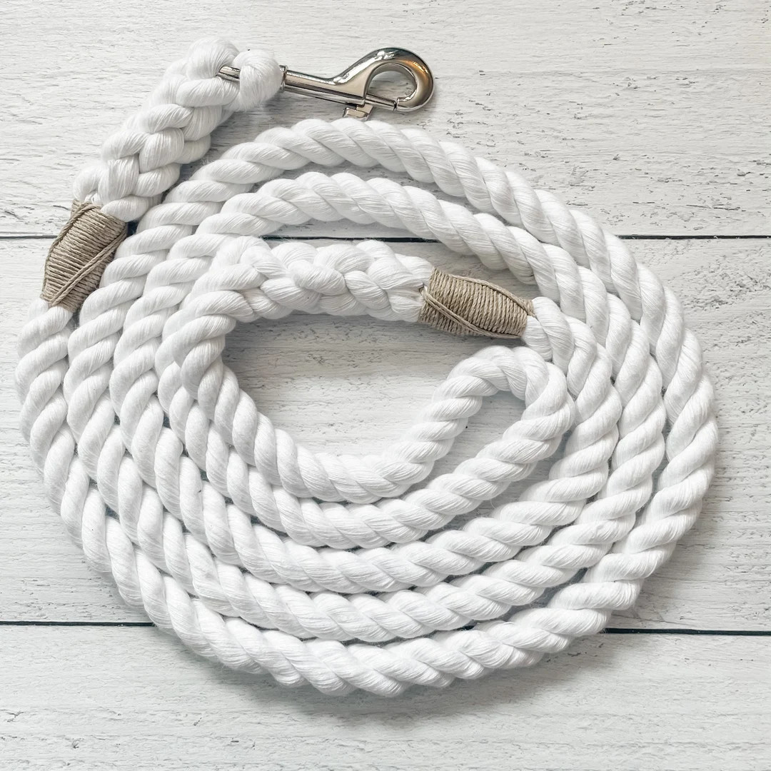 White Cotton Rope Dog Leash // Upcycled Rope Leash // Cotton Rope Leash // Rope Dog Lead - Etsy | Etsy (US)