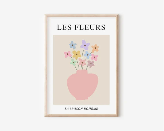 Les Fleurs Print Danish Pastel Wall Art Abstract Flower | Etsy | Etsy (US)