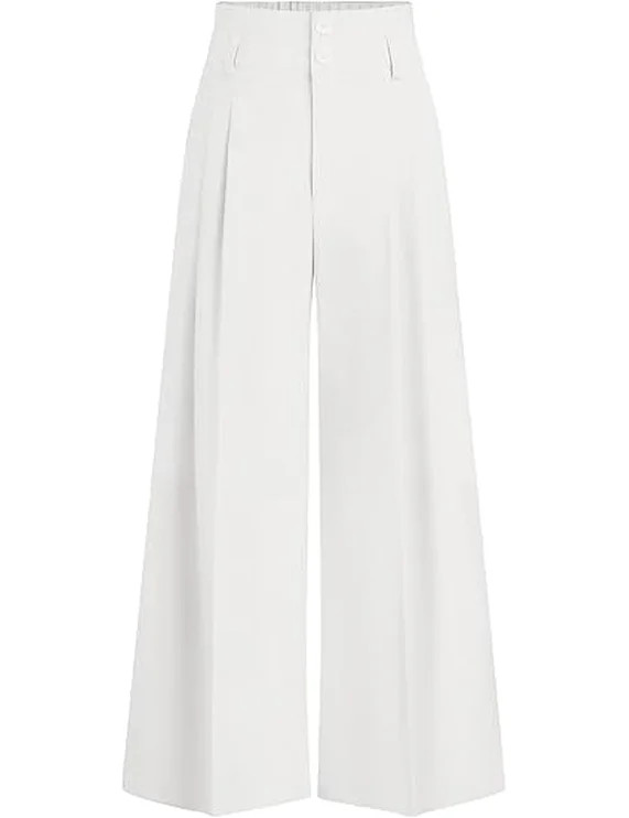 PRETTYGARDEN Womens Spring Wide Leg Palazzo Pants Trendy Loose Button High Waist Pleated Work Bus... | Walmart (US)