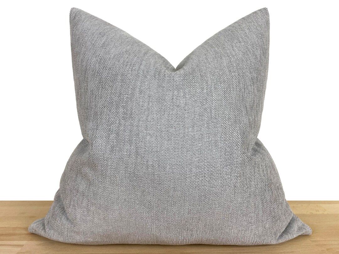 Light Gray Pillow Cover, Gray Euro Sham Cover, Cushion Cover, Gray Throw Pillow, Soft Linen Woven... | Etsy (US)