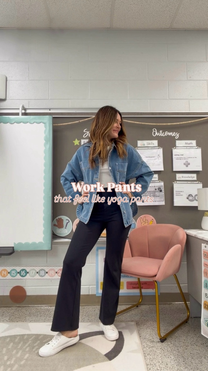 Comfortable work pants are my new non-negotiable! ✏️

These look like real work pants but feel like yoga pants — stretchy, high-waisted, smoothing, and perfect for all-day teaching. As a first grade teacher, I need to move, sit on the carpet, and stay comfortable from morning meeting to dismissal.

Styled with a denim jacket and sneakers today, but they’d look just as good with heels.  For reference, I’m 5’7”, 145 lbs and wearing a medium in regular length. 

Comfy work pants, yoga work pants, Halara 





#LTKMidsize #LTKWorkwear #LTKootd