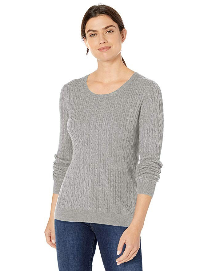 Amazon Essentials Women's Lightweight Cable Crewneck Sweater | Amazon (US)