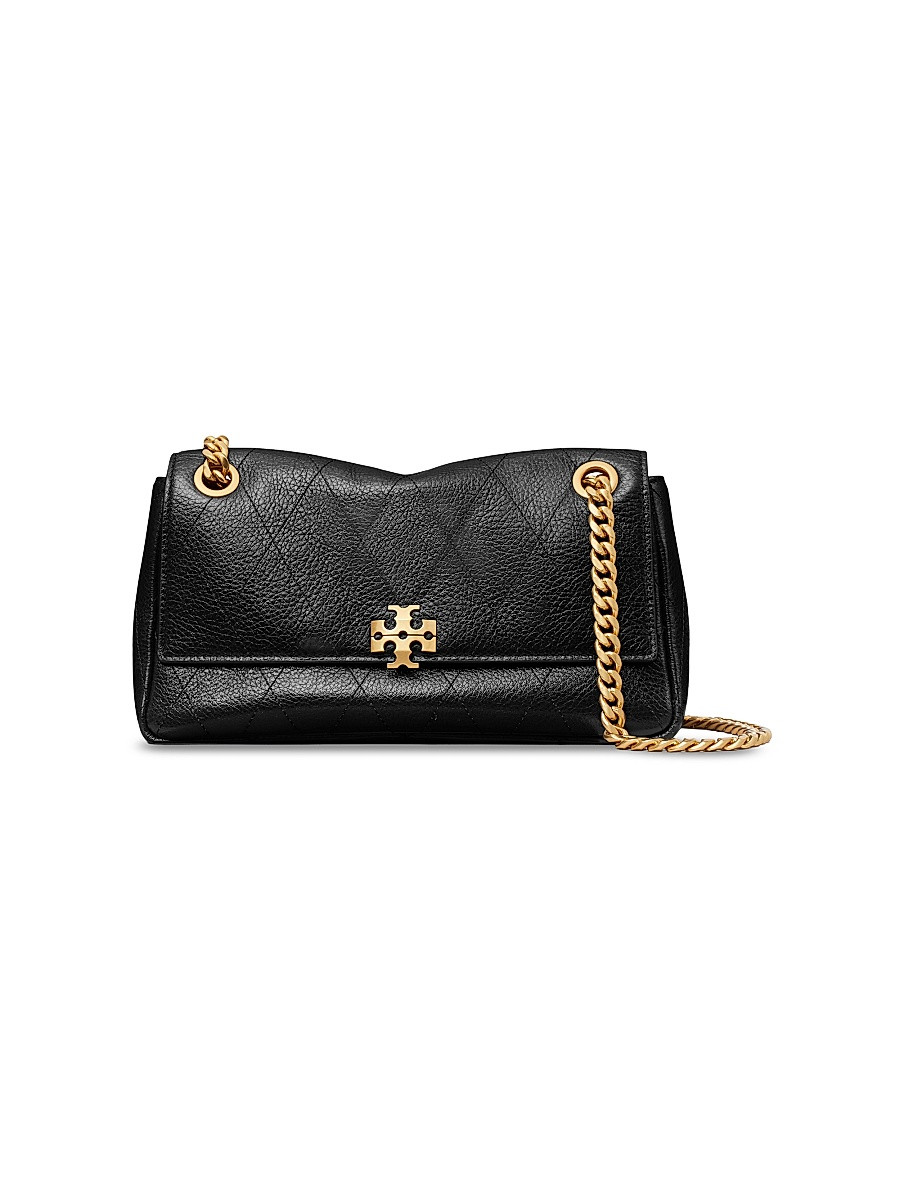 Tory Burch Women's Charlie Quilted Leather Small Shoulder Bag - Black | Saks Fifth Avenue