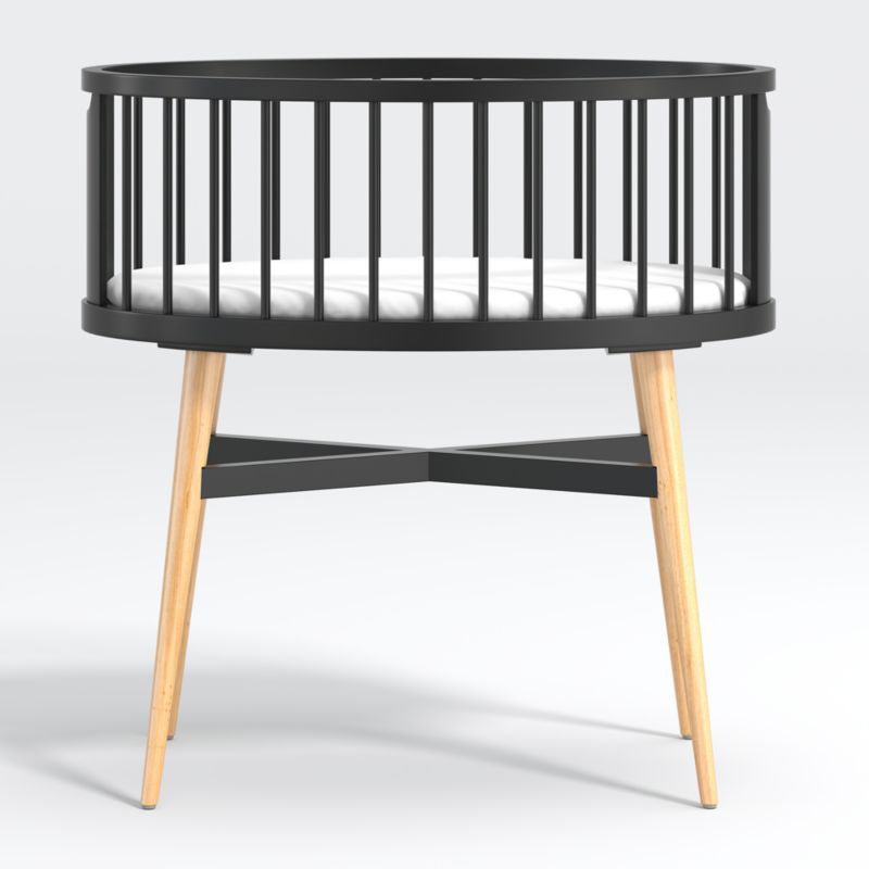 Orland Black Bedside Baby Bassinet & Pad + Reviews | Crate & Kids | Crate & Barrel