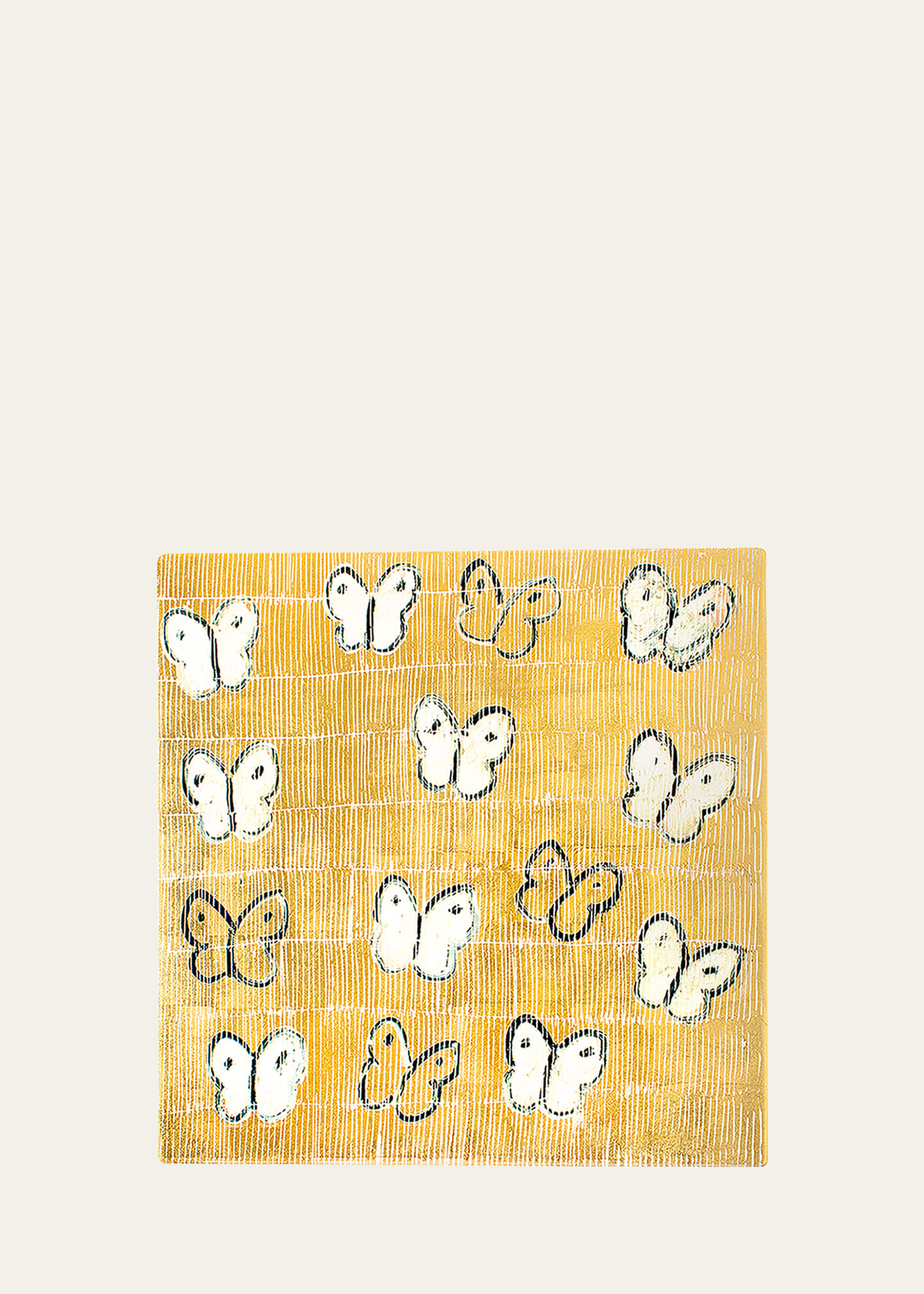 Hunt Slonem White Ascension Gold Leaf and Lacquer Placemat - 14.5"Sq | Bergdorf Goodman