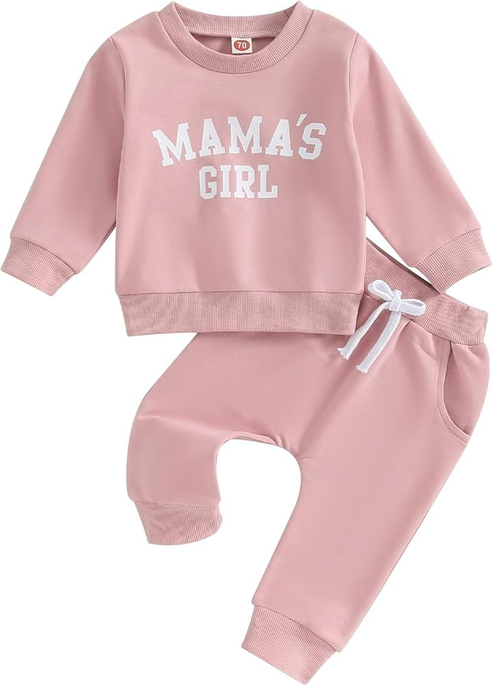 Toddler Baby Girl Fall Winter Outfit Mamas Girl Long Sleeve Pullover Sweatshirts Jumper Pants Clo... | Amazon (US)