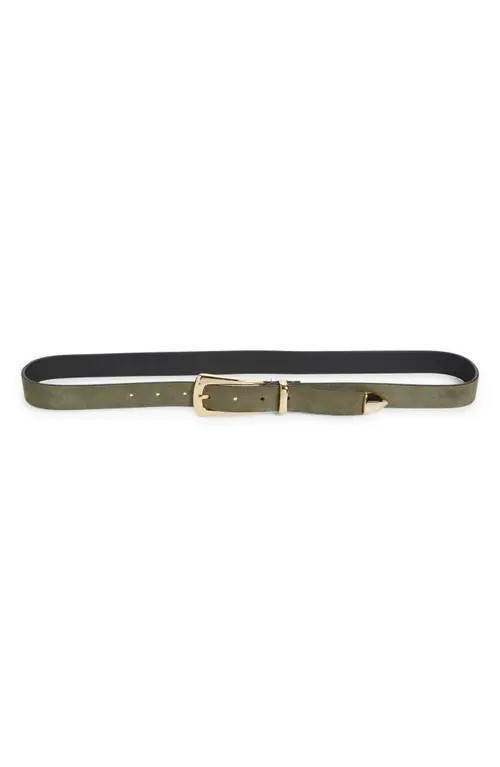 Favorite Daughter The Suede Statement Belt in Smoketree /Polished Gold at Nordstrom, Size X-Large | Nordstrom