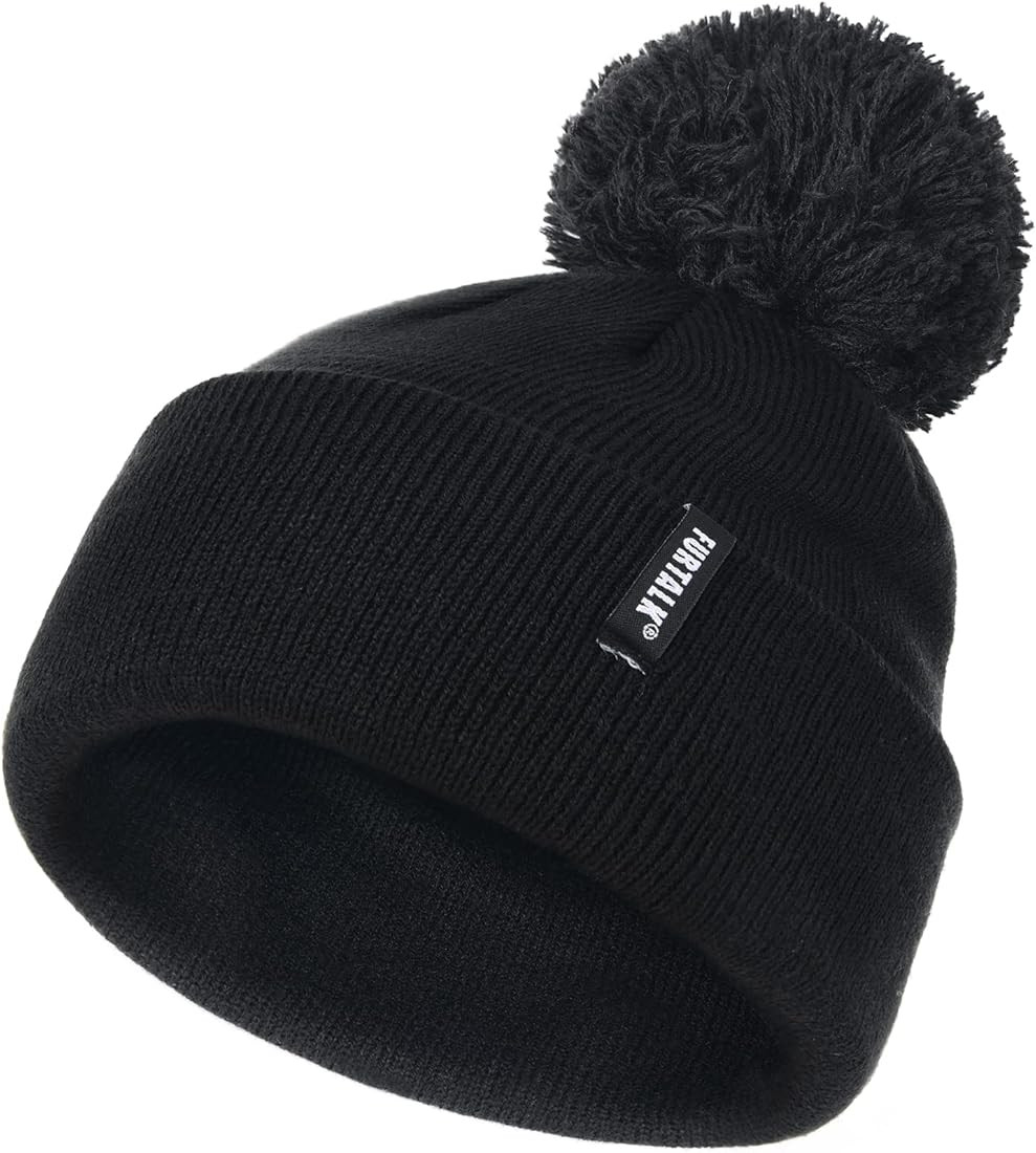 FURTALK Toddler Winter Hat Baby Boys Girls Pom Pom Beanie Hat Double Layer Kids Knit Winter Pom Hats | Amazon (US)