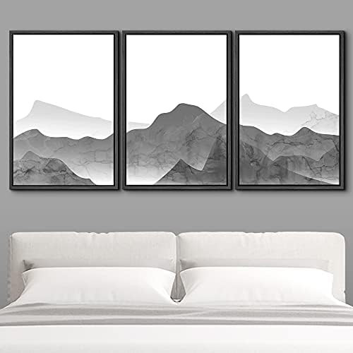 SIGNWIN Framed Canvas Print Wall Art Gray Transparent Mountain Range Nature Wilderness Illustrations | Amazon (US)