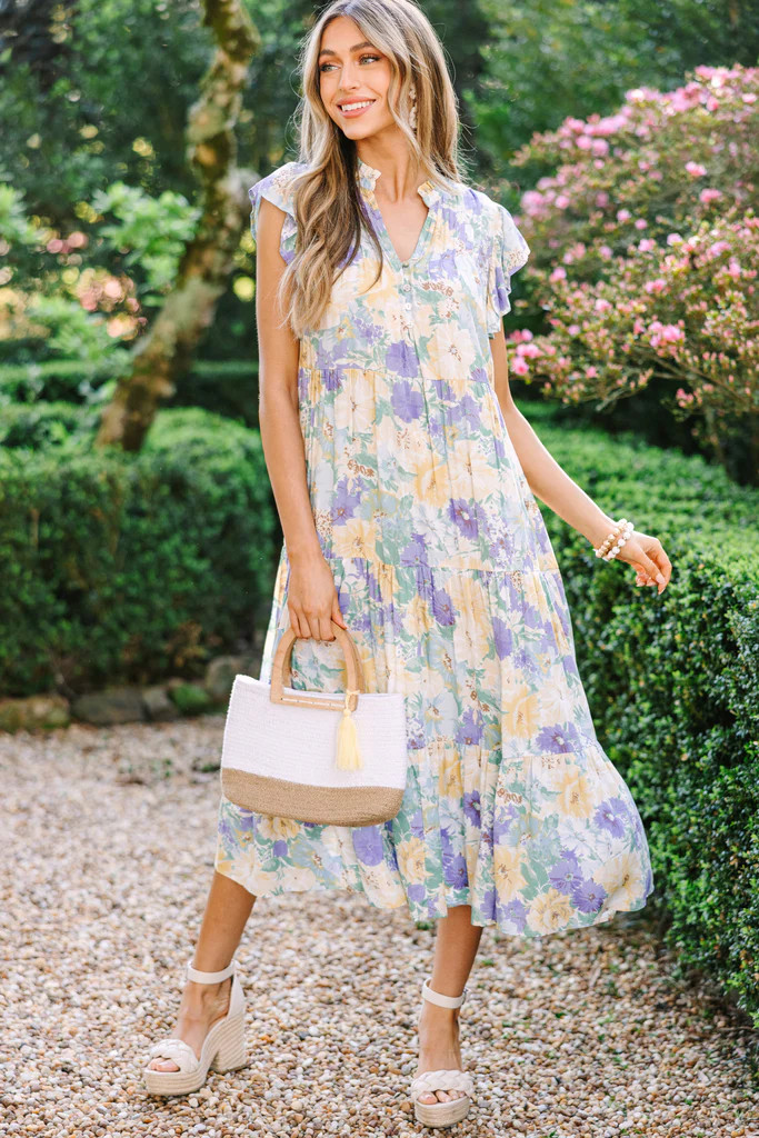 Real Love Yellow Floral Midi Dress | The Mint Julep Boutique