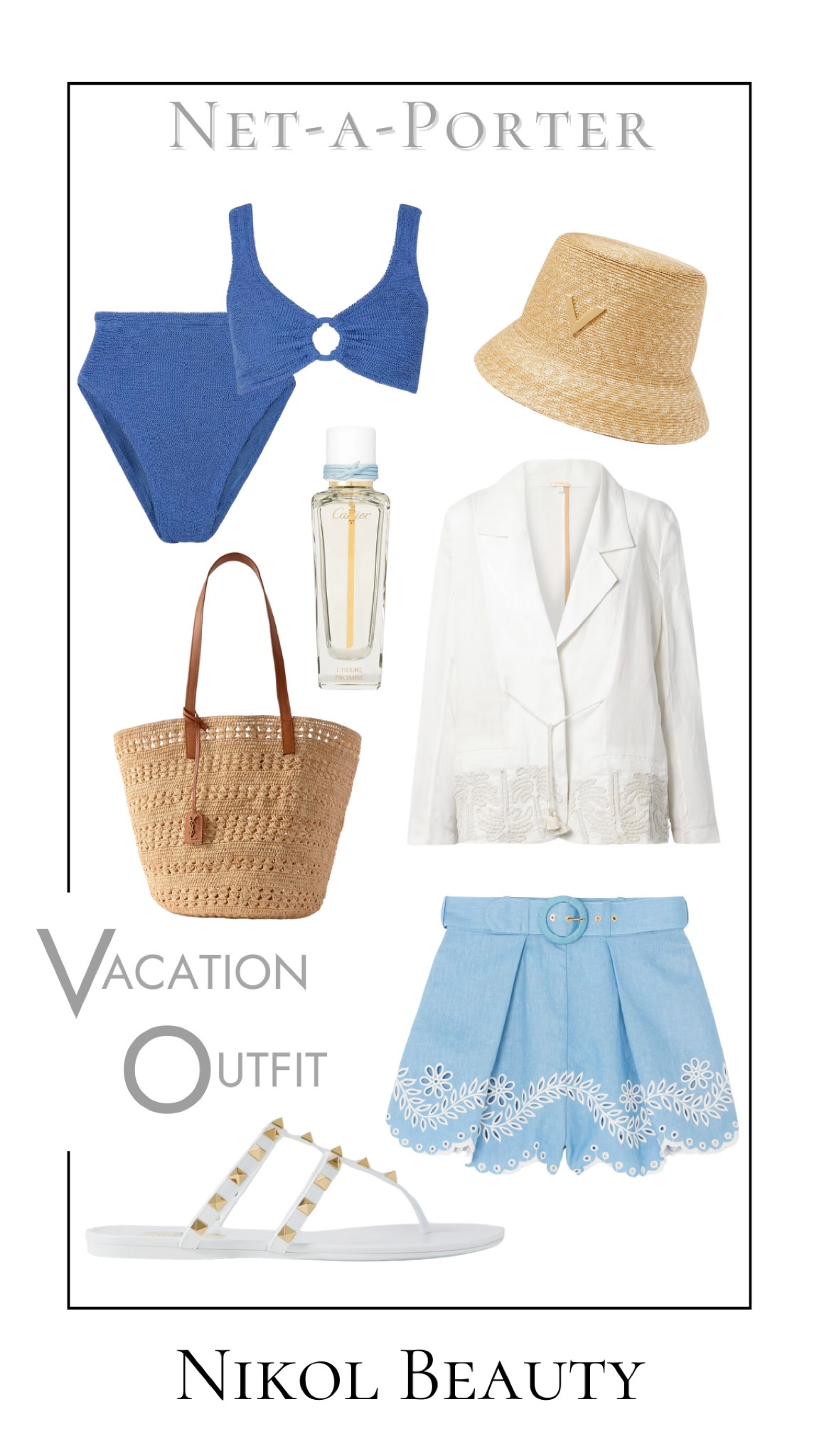 Ocean hues and breezy whites for your getaway!  #VacationEssentials #BlueAndWhite #NetAPorterFinds #BeachStyle



#LTKtravel #LTKswim #LTKshoecrush