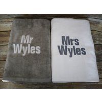 Personalized Mr & Mrs Beach Towel - Gift Bride Groom Towels | Etsy (US)
